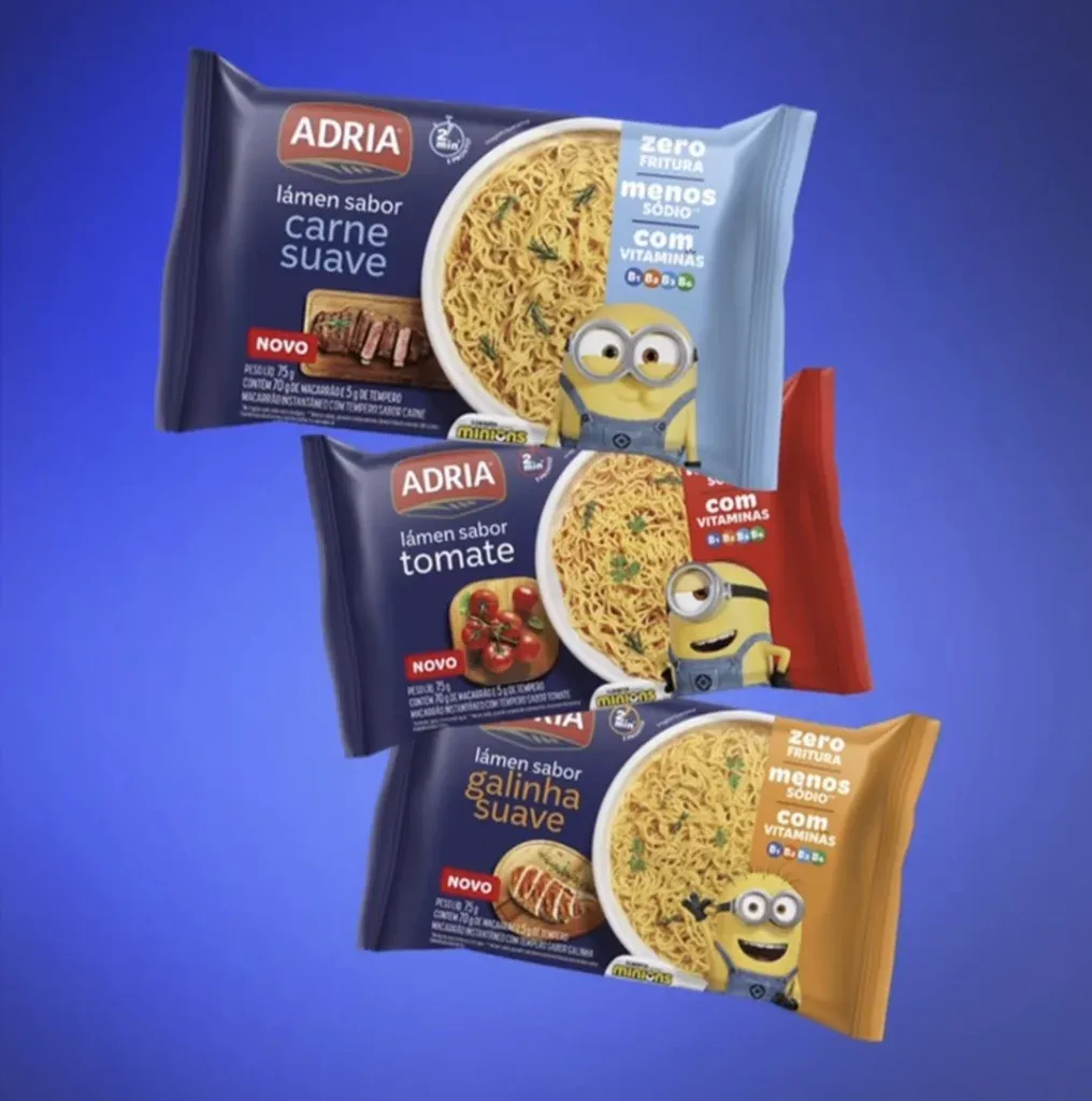 Produtos da Adria com os Minions em destaque na campanha