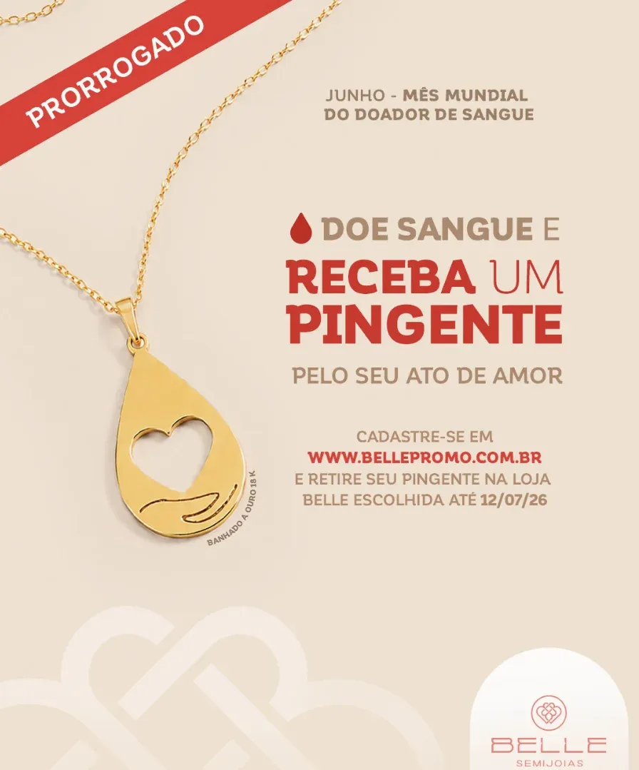 Arte da campanha Ato de Amor da Belle Semijoias para doadoras de sangue