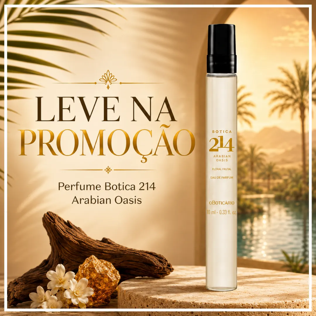 Brinde grátis: Desconto O Boticário: Perfume Botica 214 Arabian Oasis por R$ 14,90 na Promoção Relâmpago