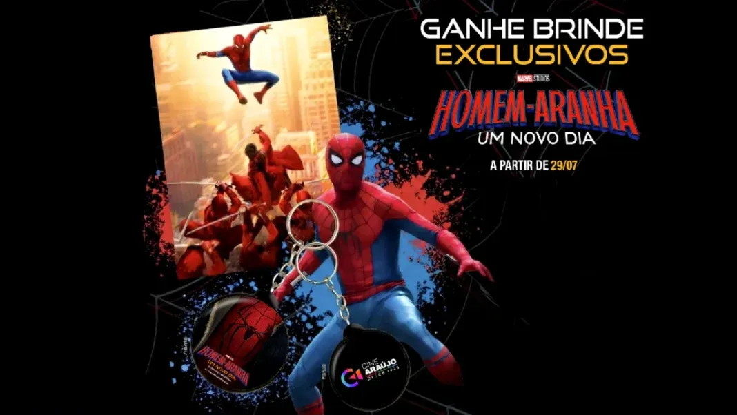 Brinde grátis: Compre e Ganhe Cine Araújo: Mini Pôster e Chaveiro de Homem-Aranha com o Ingresso
