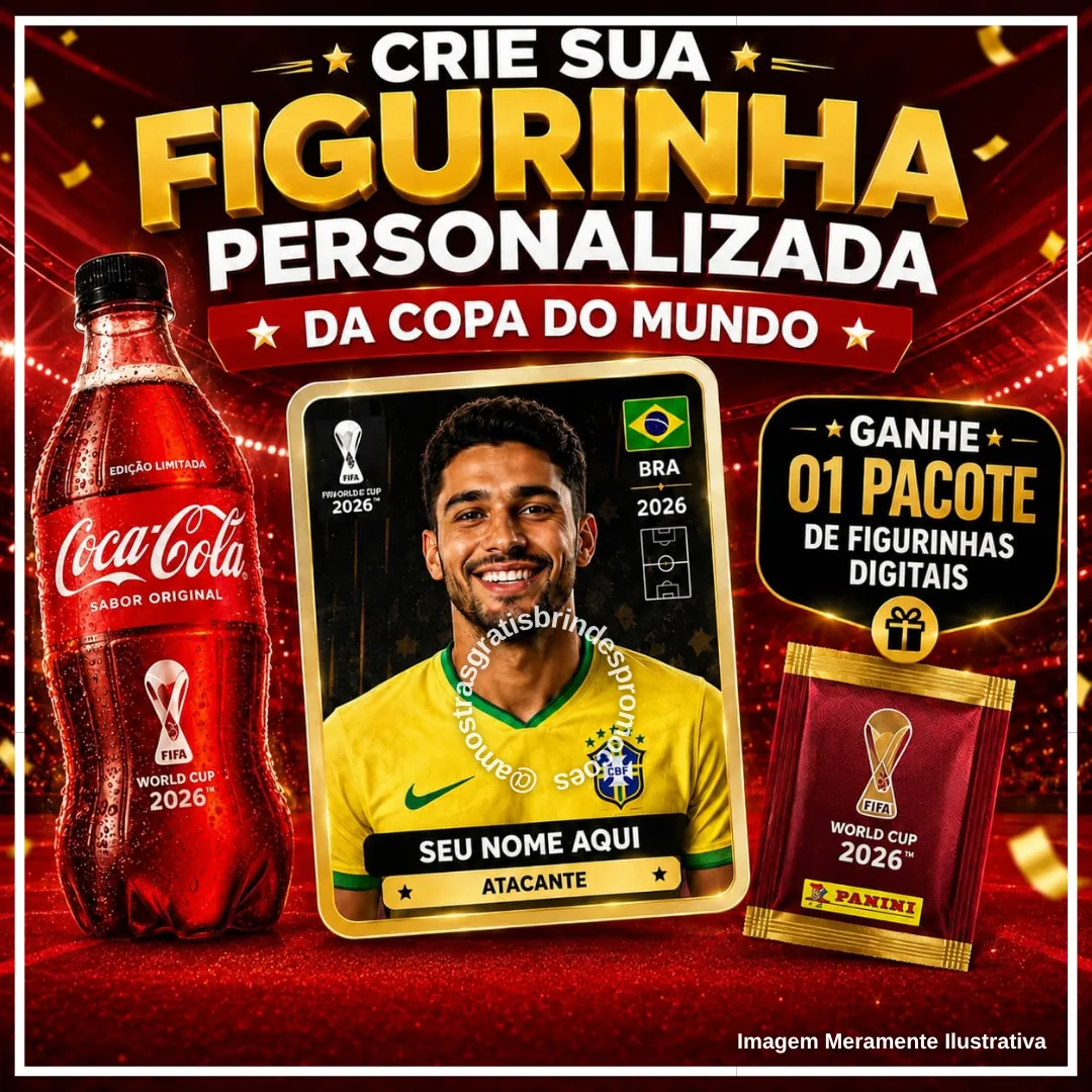Brinde grátis: Brinde Grátis Coca-Cola: Crie sua Figurinha da Copa e Ganhe um Pacote Digital Panini