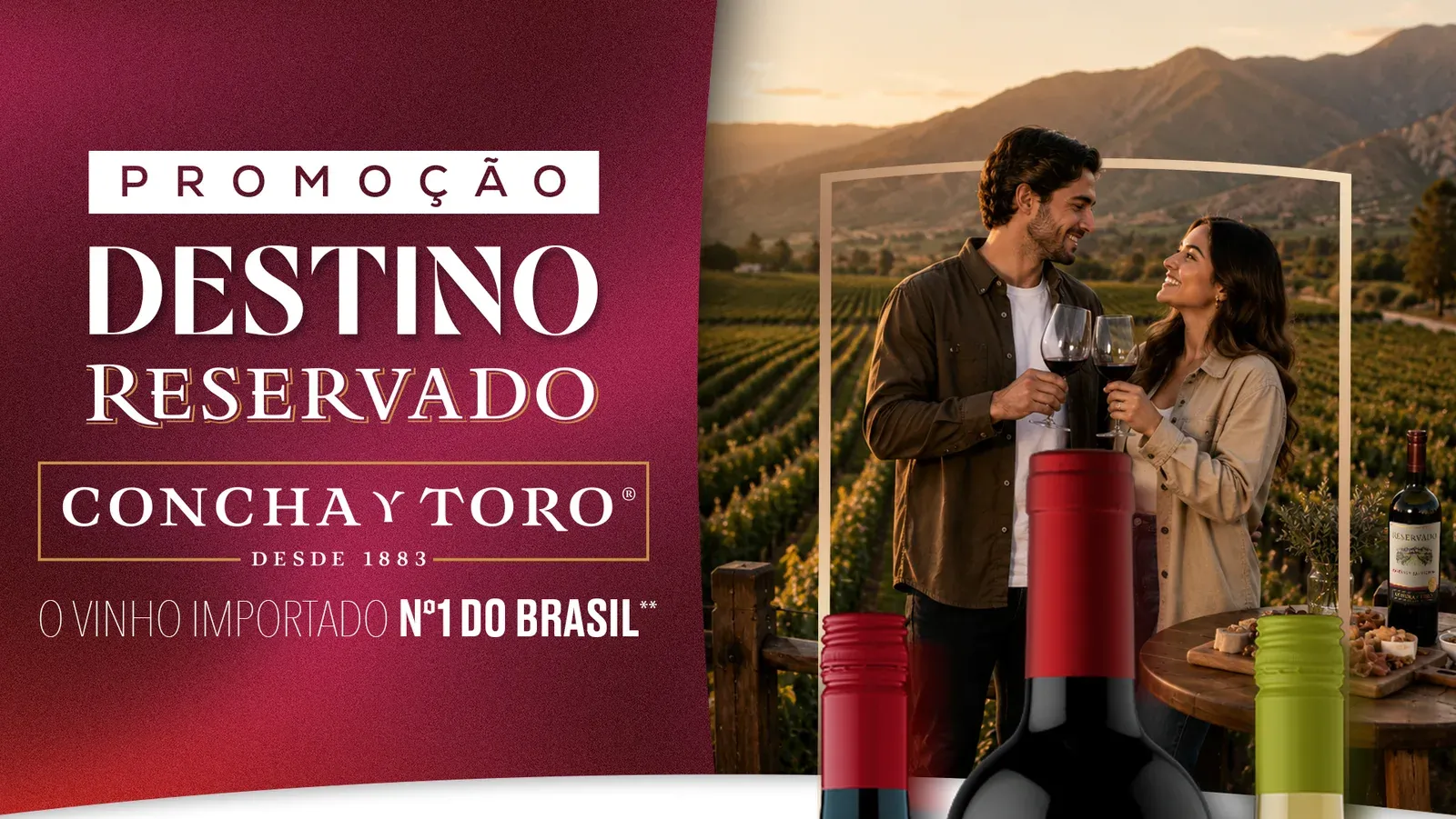 Brinde grátis: Sorteio Concha y Toro: Concorra a 52 Garrafas de Vinho Reservado (um ano de vinho) e Viagens ao Chile