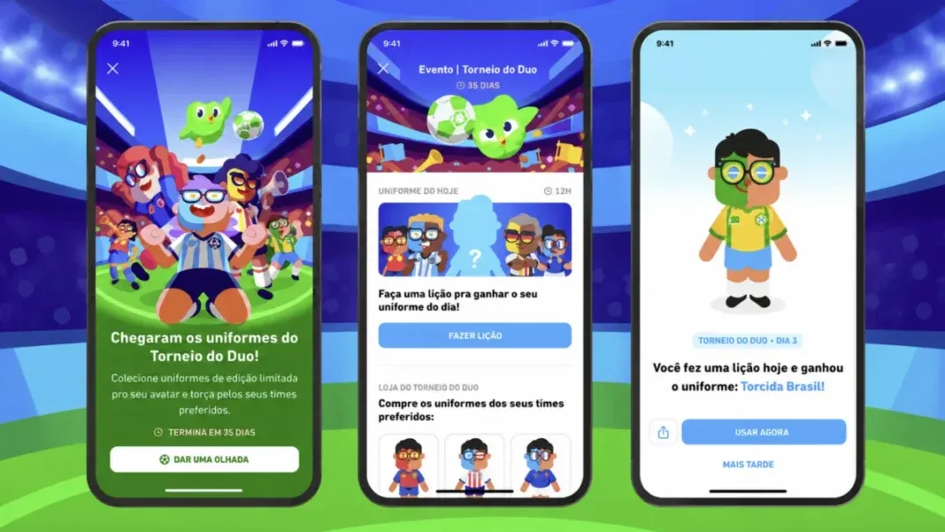 Brinde grátis: Brinde Grátis Duolingo: Camisas Secretas da Copa no App ao Manter a Ofensiva