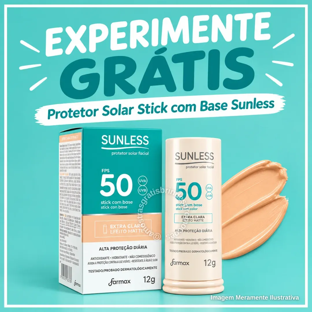 Brinde grátis: Amostra Grátis Farmax: Protetor Solar Stick com Base Sunless FPS 50 pelo The Insiders