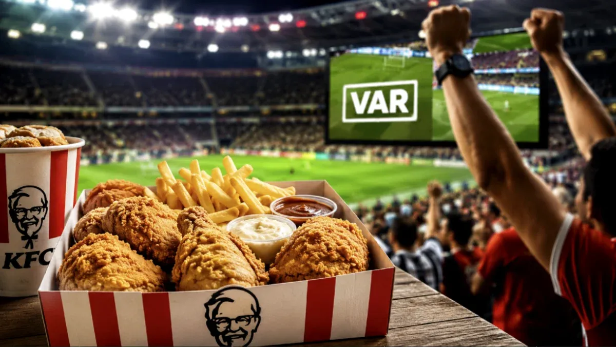 Brinde grátis: Cupom KFC: Comente nos Lances de VAR da Copa e Ganhe Desconto no Box da Torcida