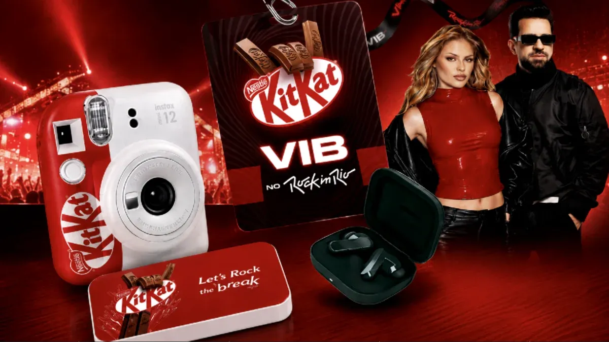 Brinde grátis: Brinde Grátis KITKAT: Câmeras, Fones e Viagem para o Rock in Rio 2026