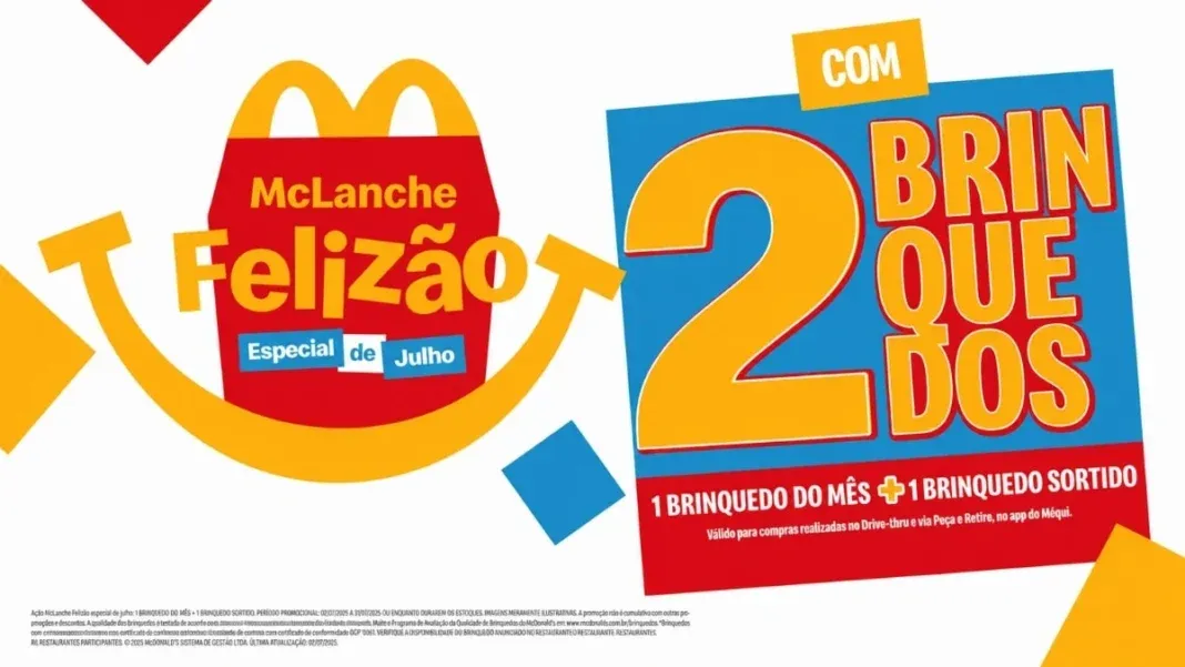 Brinde grátis: Compre e Ganhe McDonald's: McLanche Felizão Vem com Dois Brinquedos