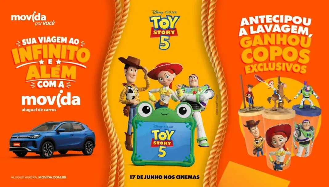 Brinde grátis: Compre e Ganhe Movida: Copos Colecionáveis de Toy Story 5 nas Férias